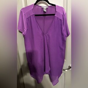 Kate & Mallory Size L Purple Short Sleeve V-neck Blouse EUC